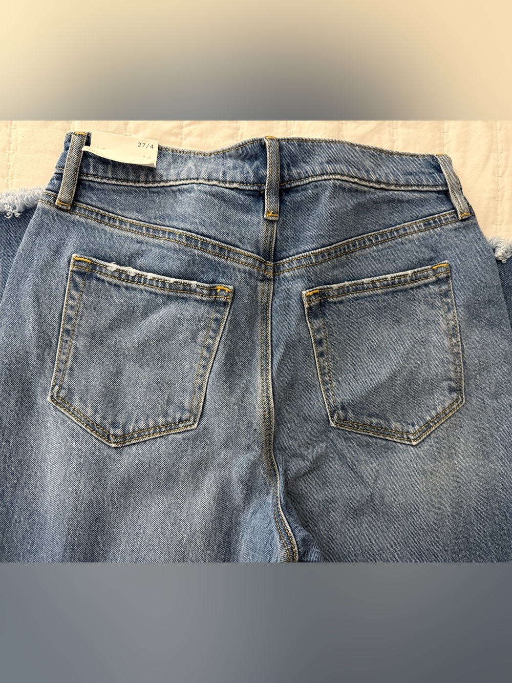 New LOFT Frayed High Rise Wide Leg Crop Jeans in Light Wash - Picture 6 of 8